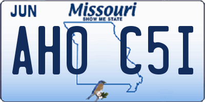 MO license plate AH0C5I