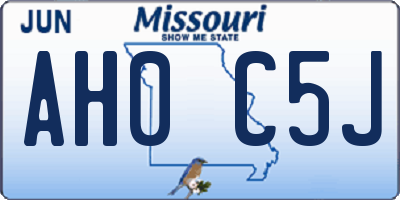 MO license plate AH0C5J