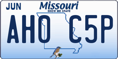 MO license plate AH0C5P