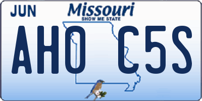 MO license plate AH0C5S