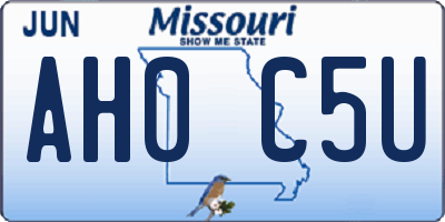 MO license plate AH0C5U