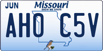 MO license plate AH0C5V