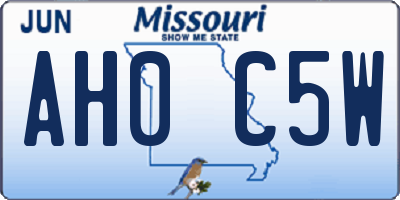MO license plate AH0C5W