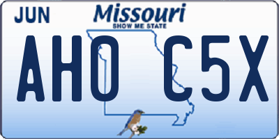 MO license plate AH0C5X