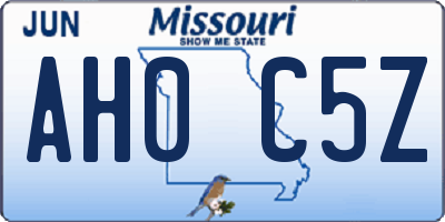 MO license plate AH0C5Z