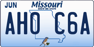 MO license plate AH0C6A