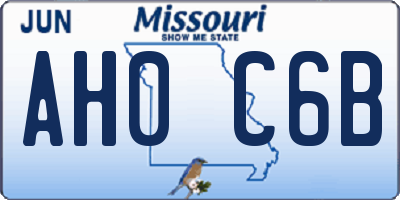 MO license plate AH0C6B