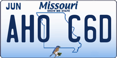 MO license plate AH0C6D