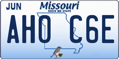 MO license plate AH0C6E