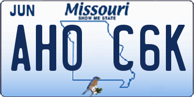 MO license plate AH0C6K