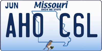 MO license plate AH0C6L