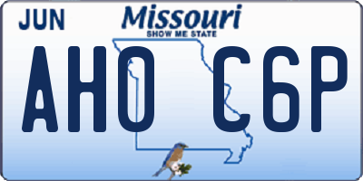 MO license plate AH0C6P
