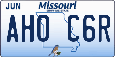 MO license plate AH0C6R