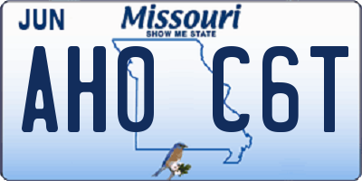 MO license plate AH0C6T