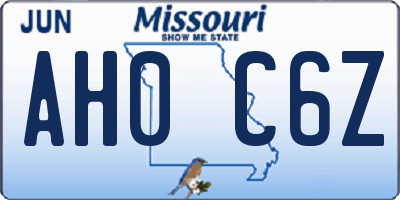 MO license plate AH0C6Z