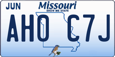 MO license plate AH0C7J