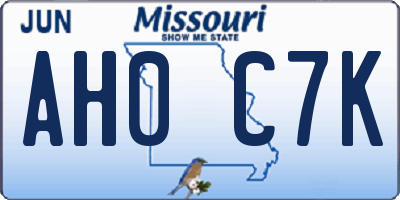 MO license plate AH0C7K