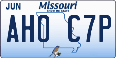 MO license plate AH0C7P