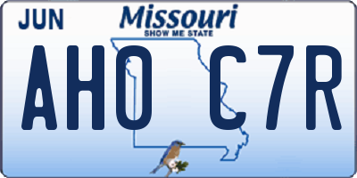 MO license plate AH0C7R