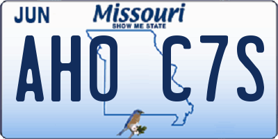 MO license plate AH0C7S