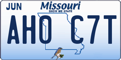 MO license plate AH0C7T