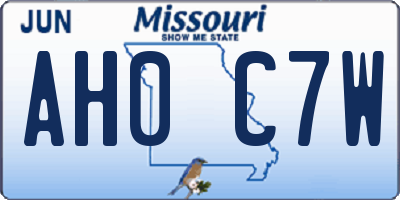 MO license plate AH0C7W