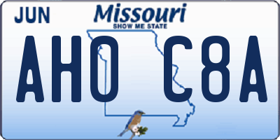 MO license plate AH0C8A
