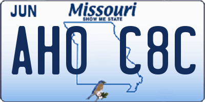 MO license plate AH0C8C