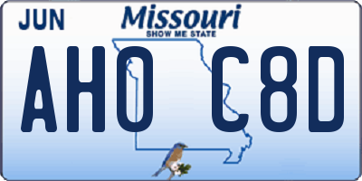 MO license plate AH0C8D