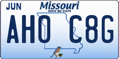 MO license plate AH0C8G