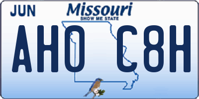 MO license plate AH0C8H