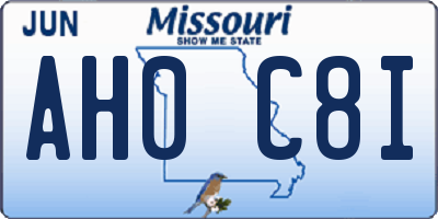 MO license plate AH0C8I