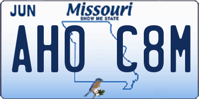 MO license plate AH0C8M