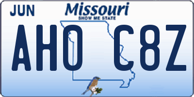 MO license plate AH0C8Z