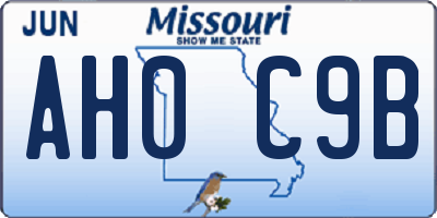 MO license plate AH0C9B