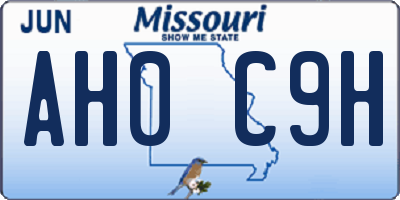 MO license plate AH0C9H