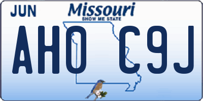 MO license plate AH0C9J