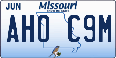 MO license plate AH0C9M