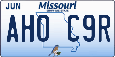 MO license plate AH0C9R