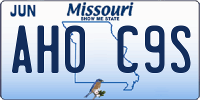 MO license plate AH0C9S