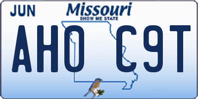 MO license plate AH0C9T