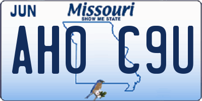 MO license plate AH0C9U