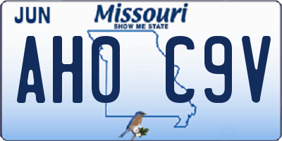 MO license plate AH0C9V