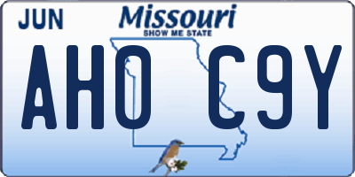 MO license plate AH0C9Y