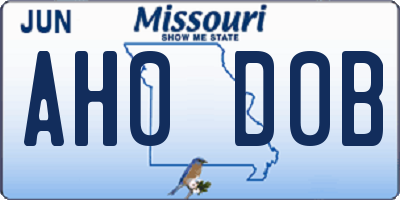 MO license plate AH0D0B