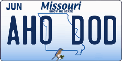 MO license plate AH0D0D