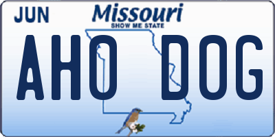 MO license plate AH0D0G