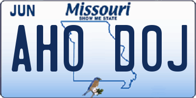 MO license plate AH0D0J