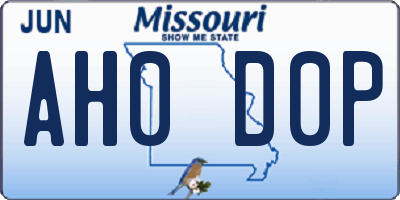 MO license plate AH0D0P