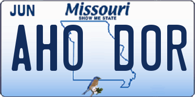 MO license plate AH0D0R